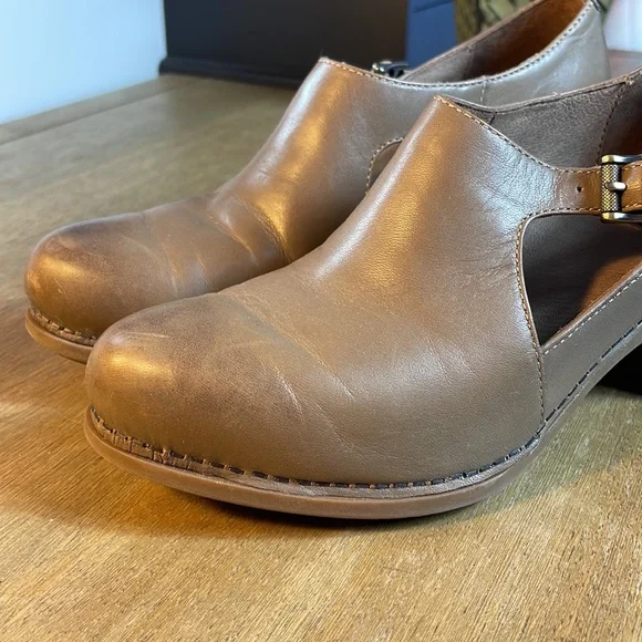 Dansko Brown Leather Heeled Mules - Picture 2 of 10